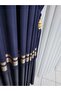 Panel Background Curtain Parliament Navy Blue Gold Striped Single Sash Closely Pleated Jacquard Modern80 X 260 - 8