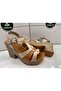Casual Women's Sandals Genuine Leather Nude Tan - 4