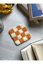 Orange Checkered Punch Embroidered Coaster - 3