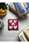 Pink Heart Punch Embroidered Coaster - 3
