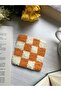 Orange Checkered Punch Embroidered Coaster