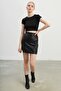 Women's Black Crew Neck Camisole Crop Body - 4
