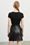 Women's Black Crew Neck Camisole Crop Body - 5
