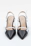 Women's Genuine Leather Short Heeled Ribbon Detailed Stiletto - 4