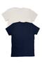 Men's Slim Fit Narrow Cut Crew Neck Short Sleeve Cotton T-Shirt Pack of 2 White Navy Blue - 3