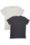 Men's Slim Fit Narrow Cut Crew Neck Short Sleeve Cotton T-Shirt Pack of 2 White Gray
