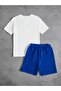 White/blue Butterfly Printed Girls/Boys Pocket Shorts Set - 2