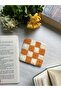 Orange Checkered Punch Embroidered Coaster - 7