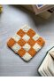 Orange Checkered Punch Embroidered Coaster - 8