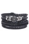 Men's Leather Bracelet 4 Pieces Tree of Life Leaf Wooden Bead Bracelet Black Men's Jewelry