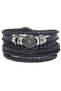 Men's Leather Bracelet 4 Pieces Tree of Life Leaf Wooden Bead Bracelet Black Men's Jewelry - 6