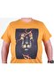 Large Size Men's Printed T-Shirt Lion 23138 Mustard