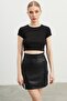 Women's Black Crew Neck Camisole Crop Body - 3