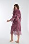 Lace Long Hooded Triga Bamboo Cotton Bathrobe - 5