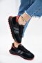 Women Men Casual Sneaker Black Red - 2