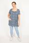 Women's Navy Blue Large Size Gipe Collar Rubber and Pocket Detailed Tunic 65n32938 - 4