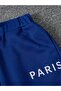 White/blue Paris Printed Girls/Boys Pocket Shorts Set - 3