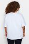 Beyaz Geniş Kalıp Bisiklet Yaka Baskılı %100 Pamuk Örme T-shirt TBBSS23AH00131 - 6