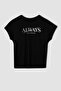 Crew Neck Slogan Printed Short Sleeve T-Shirt - 6