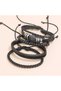 Men's Leather Bracelet 4 Pieces Tree of Life Leaf Wooden Bead Bracelet Black Men's Jewelry - 4