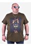Large Size Men's Printed T-Shirt Lion 23138 Military Green