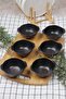 6 Piece Porcelain Good Luck Black Bowl Set - 2
