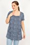 Women's Navy Blue Large Size Gipe Collar Rubber and Pocket Detailed Tunic 65n32938 - 6
