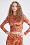 Cool Skinny Fit Patterned Tulle Long Sleeve Crop T-Shirt - 3