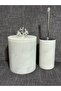 White Marble Silver Coral Bathroom Set of 2