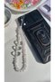 White Colored Transparent Phone Charm with Heart Figure and Pearl Phone Ornament - 3