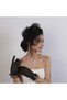 Black Polka Dot Bridal Cap and Ribbon Detailed Bridal Gloves - 4