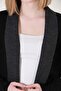 Women's Black Anthracite Gray Two Color Patterned Short Knitwear Cardigan - 2