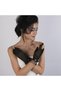 Black Polka Dot Bridal Cap and Ribbon Detailed Bridal Gloves - 2