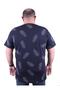 Large Size T-Shirt Crew Neck Feather 23149 Navy Blue - 3