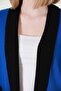 Women's Cobalt Blue Black Two Color Patterned Short Knitwear Cardigan - 2