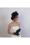 Black Polka Dot Bridal Cap and Ribbon Detailed Bridal Gloves - 6