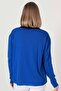 Women's Cobalt Blue Black Two Color Patterned Short Knitwear Cardigan - 7