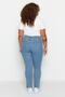 Mavi Paçası Yırtmaç ve Püskül Detaylı Esnek Skinny Denim Jeans TBBSS23CJ00020 - 7