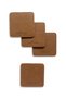 Leather Coaster Set of 4 Decorative Stitched Tan