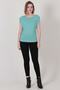 Women's Turquoise Boat Neck Zero Sleeve Summer Fine Knitwear Blouse - 4