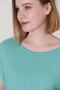 Women's Turquoise Boat Neck Zero Sleeve Summer Fine Knitwear Blouse - 5