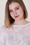 Women's White Leaf Patterned Transparent Fine Knitwear Blouse - 6
