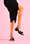 Black Satin Bow Heeled Sandals - 2