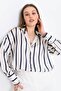 Women's Cuff Sleeve Striped Satin Shirt - 4