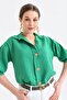 Women's Wooden Button Three Quarter Sleeve Linen Shirt - 2