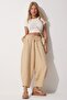 Women's Vibrant Cream Pocketed Linen Viscose Shalwar Trousers CV00001 - 2