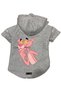 Hooded Fleece Sweatshirt Dog And Cat Outfit & Dress - Gray Pink Panther - Size L