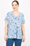 Women's Blue Large Size Cotton Fabric Chest Gathered Blouse 65n35864 - 4