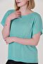 Women's Turquoise Chest Openwork Summer Fine Knitwear Blouse - 4
