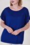 Women's Cobalt Blue Chest Openwork Summer Fine Knitwear Blouse - 4